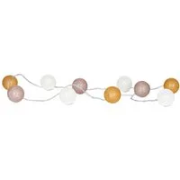 Levandeo® Lichterkette, 10er Lichterkette LED Ø6cm Kugeln Girlande Lampions Baumwolle Gelb