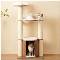 Flieks Kratzbaum PURELOVE, Katzenbaum 60x48x135cm mit 3 Plattformen, 1 Katzenhaus und Kippschutz