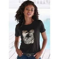 Vivance T-Shirt mit goldfarben schimmerndem Folienprint aus luftiger Baumwoll-Qualität