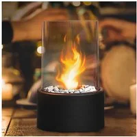 FIVMEN Tischfeuer Ethanol Tischkamin Indoor Outdoor Eckig/Rund Kamin Tischfeuerstelle (inkl Natursteinen, Unendliche Brenndauer, Balkon Deko Garten)