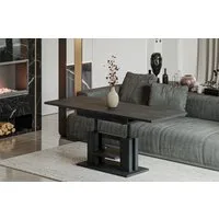 Endo-Moebel Couchtisch Endo Couchtisch Iso 110 / 170 höhenverstellbar erweiterbar Farbauswahl, 110-170 (2x30 intern), 58-75, 25mm, Doppellift, Akzentstreifen schwarz