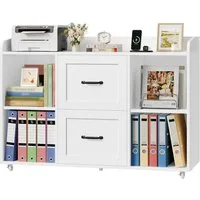 HOMECHO Aktenschrank Rollcontainer mit Steckdosen, Schubladenschrank mit Rollen