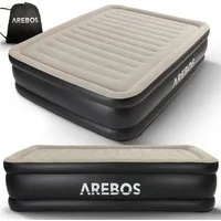 Arebos Luftbett mit integrierter Pumpe Luftmatratze selbstaufblasend Gästebett, (Grau / Anthrazit), 203 x 152,5 x 51 cm