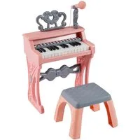 COSTWAY Spielzeug-Musikinstrument, Elektrisches Klavier mit Hocker, Notenständer & Mikrofon