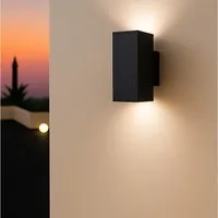 MeLiTec LED Wandleuchte LED Wand-Außenleuchte eckig 146-1 schwarz matt, Warmweiß, Up & Down-Leuchte, Edelstahl, Wandlampe eckig, Indoor Outdoor, IP44