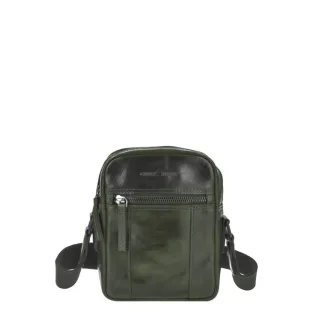 Herren Umhängetasche Leder Newport British Green | Grün | Greenburry