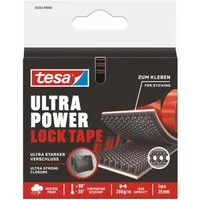 tesa Klett-Klebeband Ultra Power Lock Tape, extra starkes selbstklebendes Klettband (Packung, 1-St., Band mit Klettverschluss (1 x 25 mm), mit bis zu 20 kg/m belastbar) wetterbeständig, temperaturresistent, geeignet für innen und außen
