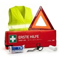 FLEXEO KFZ-Verbandkasten DIN 13164:2022, (1 St), Erste-Hilfe-Tasche inkl. Warndreieck und Warnweste