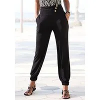 LASCANA Strandhose aus luftig leichter Viskose mit Zierknöpfen, Jerseyhose, leichte Sommerhose, Schlupfhose