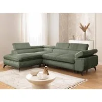 S-Style Möbel Ecksofa Bonnie mit Schlaffunktion Bettkasten und Kopfteilverstellung, mit Wellenfederung, Cord-Stoff
