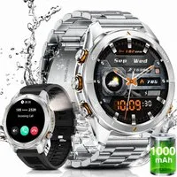 SWGOTA Smartwatch Herren Militär mit 1000mAh großer Akku 1,46" AMOLED-Display Smartwatch, Fitnesstracker mit 100+ Sportmodi/Herzfrequenz/Blutdruck/SpO2, Fitnessuhr Herren für Android iOS mit Schlafüberwachung
