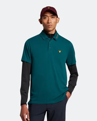 Lyle & Scott Golf Kragen Logo Technisches Poloshirt in Grün