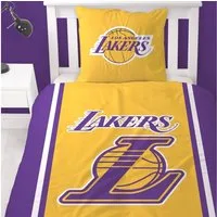 MTOnlinehandel Bettwäsche Los Angeles Lakers Basketball 135x200 oder 155x220, Renforcé, 2 teilig, Team NBA LA Lakers Logo Teenager Herren Bettwäsche