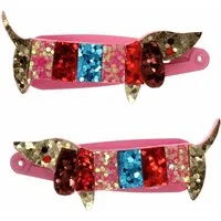 Rex London Haarspange Glitzer Dackel, Haarklammer, 2-tlg., Set, ca. 5,3 x 2,2 x 0,7 cm