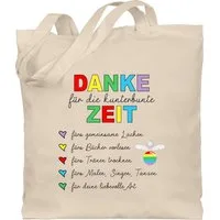 Shirtracer Umhängetasche Danke für die kunterbunte Zeit, Abschiedsgeschenk Erzieherin, Erzieh, Erzieher