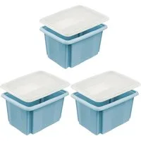 keeeper Aufbewahrungsbox Emil, Box mit Deckel, 3er Set, 15 L, 38 x 28,5 x 20,5 cm (Set, 3 St), ineinander und aufeinander stapelbar