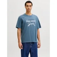 Jack & Jones Rundhalsshirt JJEDOVER DENIM TEE SS O-NECK SN mit Logobranding