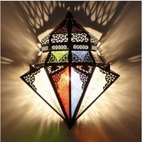 Casa Moro Wandleuchte Marokkanische Wandlampe Jawhar 32x42 Eisen Glas, Kunsthandwerk aus Marokko, ohne Leuchtmittel, Orientalische Wandleuchte Ramadan Lampe L1420