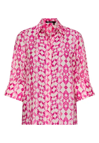 Marc Aurel - Hemd mit pinkem Print pink varied - Gr. - 40