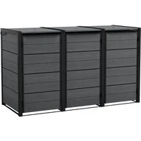 Keter Mülltonnenbox "Hide Away", 240L je Box, Anthrazit, Holzoptik, nahtlos erweiterbar