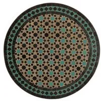 Casa Moro Gartentisch Mediterraner Mosaiktisch M60-42 Ø 60cm rund Türkis Stern mit Gestell (Höhe 75 cm, Handgefertigt, Bistrotisch Mosaik Tisch), Gartentisch Balkontisch Kunsthandwerk aus Marokko MT2124