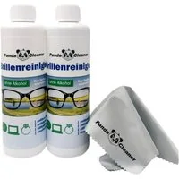PandaCleaner Brillenreiniger - Bio-Konzentrat - Anti-Beschlag-Formel Glasreiniger (Set, [2-St. 250ml Flaschen + Mikrofasertuch)