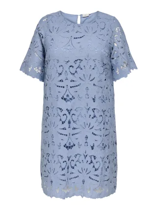 ONLY CARMAKOMA - CARGELINA 2/4 O-NECK BLK DRESS WVN Faded Denim - Gr. - 52