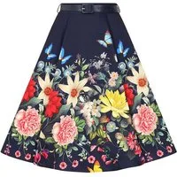 Hearts & Roses London A-Linien-Rock Butterfly Meadow Floral Blumen Vintage Retro 50s