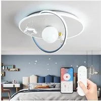 RRBEST Deckenleuchte LED Kinder Deckenlampe, Modernes Design Mond Astronaut Deckenleuchte, Dimmbar mit Fernbedienung Jungen und Mädchen Kinderzimmer Lampen