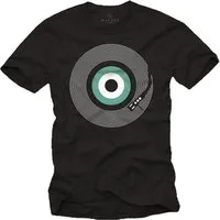 MAKAYA Print-Shirt Herren Retro Motiv Vintage Look Schallplatte Hippie Musik Geschenke Lustig