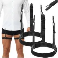 Ruhhy Hosenträger Hemdhalter Herren verstellbar Shirt Stays rutschfest schwarz (Hemdhalter Set elastisch verstellbar Shirt Stays Herren, Hemdhalter Set Herren verstellbar Shirt Stays schwarz 2 Stück) Hemdhalter Herren verstellbar rutschfest Shirt Sta