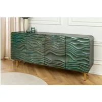 riess-ambiente Sideboard WAVE 160cm türkis / gold (Einzelartikel, 1 St), Wohnzimmer · Massivholz · Metall · Kommode · Retro Design