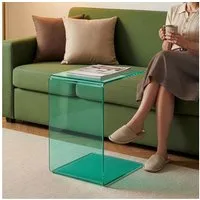 en.casa Beistelltisch, »Trölmapilu« Glas C-Form fertig montiert 60 x 40 x 40 cm Grün