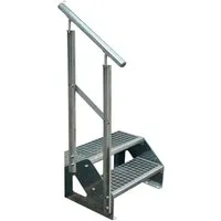 Kaminbau Mierzwa Außentreppe Premium Treppe Verzinkt mit oder ohne Geländer, für Geschosshöhen bis 38.00 cm, (Höhe 38 cm, Geländerausführung und Treppenbreite wählbar), Gartentreppe Stahltreppe Wetterfest Rostfrei Feuer-Verzinkt Rutschfest