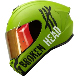 Broken Head Integralhelm Adrenalin Therapy 4X Military + Rot Verspiegeltes Visier