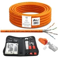 ARLI Verlegekabel Cat7 25 m + Werkzeugset + 10 RJ45 Netzwerkstecker Installationskabel, RJ45, Netzwerkstecker (2500 cm), Metermakierung