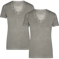 James & Nicholson T-Shirt Doppelpack Tailliertes Damen T-Shirt mit trendiger Spraytechnik JN975 (Doppelpack, 2er-Pack) Trendiges T-Shirt mit V-Ausschnitt