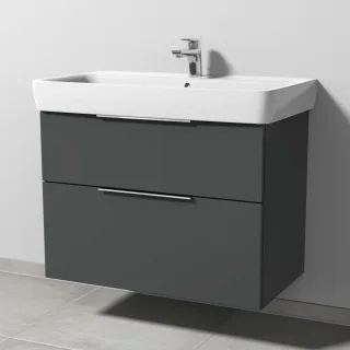 Sanipa 3way Waschtischunterbau zu Geberit Renova Plan Waschtisch mit 2 Auszügen, Anthrazit-Matt UM87922