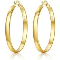 LuxusKollektion Paar Creolen Creolen Silber 925 14K Vergoldet Hypoallergen 5mm Gold 40MM