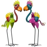 Geschenkestadl Tierfigur 2 Stück Vogel Figuren abstrakt bunt 64cm XL Dekoration Gartendeko (2 St)