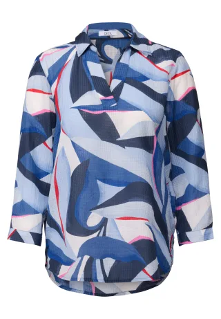 CECIL - Lange Hemdbluse mit Print urban navy blue - Gr. - S