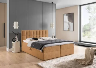 Boxspringbett Schlafzimmerbett DOMINGA 180x200cm Stoff Coral Apricot