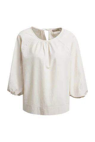 Smith&Soul - Gathered Round Neck Blouse beige - Gr. - XL