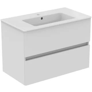 Ideal Standard Möbelpaket Eurovit+ m.WT 81cm Weiss u.Schrank 80cm 2Ausz. Hgl. weiss lackiert, R0574W R0574WG