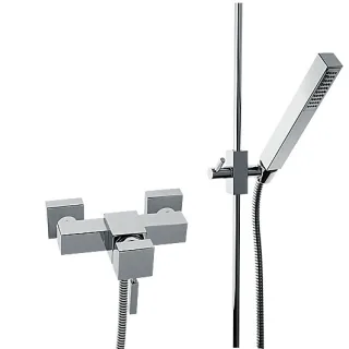 KAJA-Aquadrat Einhebel-Brausebatterie mit Aquadrat-Brausestangenset, chrom 58645-C