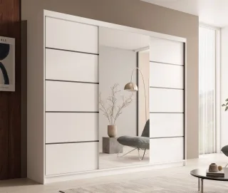 Schiebetürenschrank Schrank OSLO in Weiß matt 250x215x58 cm