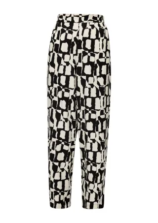 s.Oliver BLACK LABEL - Regular: Hose mit Wide Leg weiß/schwarz - Gr. - 34