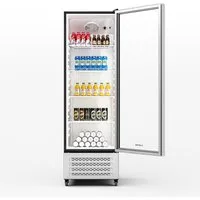 Klarstein Getränkekühlschrank GrandCooler 306 Getränkekühl 306L 0-10°C 4 Regale LED B R600A doppelt 10046644, 192 cm hoch, 59.5 cm breit, Bier Hausbar Hotel Fridge mit Glastür & Rollen für 306 Liter