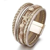 The Beauty House Lederarmband Boho mehrreihig Wrap Ledermanschettenarmban Magnetschnalle, Leder Armband für Frauen Schmuck Geschenk Für Mutter und Freunde