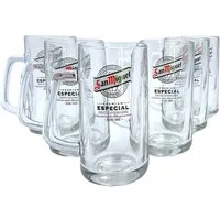 San Miguel Bierkrug 0,5l Glaskrug mit Henkel – robustes Design im spanischen Stil, 6-tlg., Robustes, Spanisches Original
